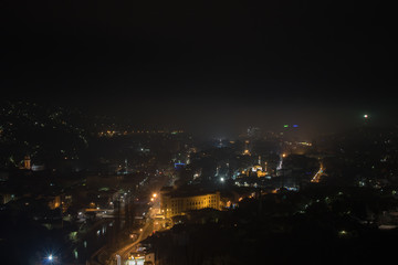 Obraz premium Misty dawning in Sarajevo, view from the Yellow Fortress