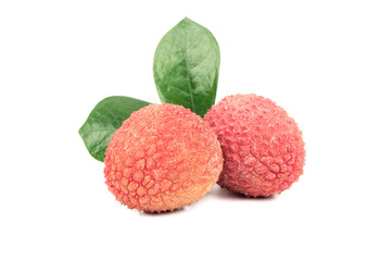 Two lychee fruit