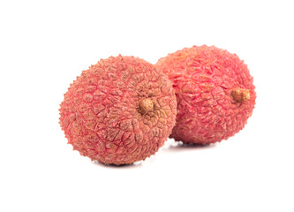 Two lychee fruit