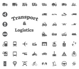 Transport and Logistics letter icon. Transport and Logistics set icons. Transportation set icons