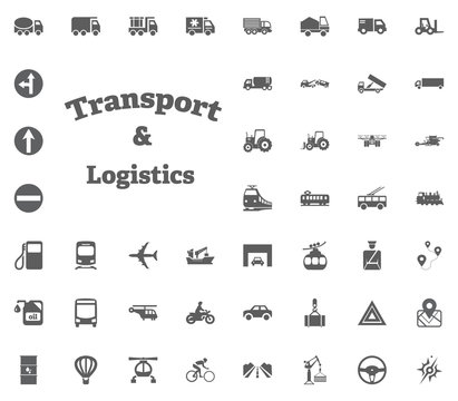 Transport and Logistics letter icon. Transport and Logistics set icons. Transportation set icons