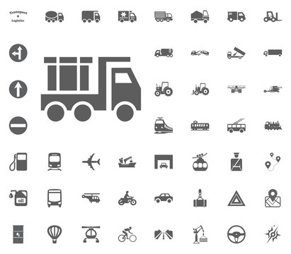Construction truck. Transport and Logistics set icons. Transportation set icons