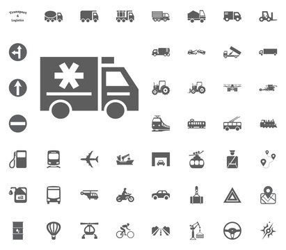 Medical car icon. Transport and Logistics set icons. Transportation set icons