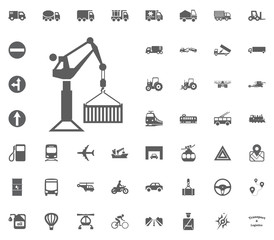 Crane icon. Transport and Logistics set icons. Transportation set icons