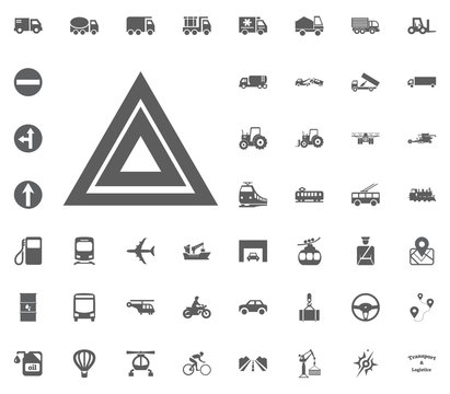 Danger button icon. Transport and Logistics set icons. Transportation set icons