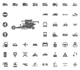 Combine harvester icon. Transport and Logistics set icons. Transportation set icons