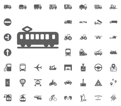 Tram icon. Transport and Logistics set icons. Transportation set icons