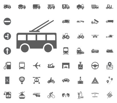 Trolleybus icon. Transport and Logistics set icons. Transportation set icons
