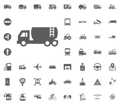 Liquid truck icon. Transport and Logistics set icons. Transportation set icons