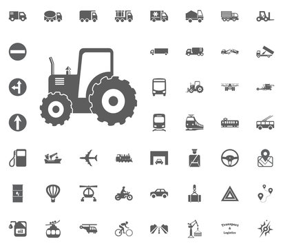 Tracktor icon. Transport and Logistics set icons. Transportation set icons