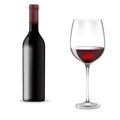 wine bottle with glass