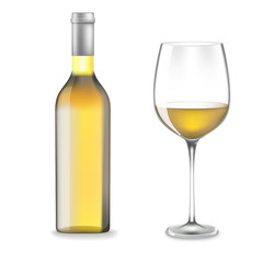 bottle and glass of white wine