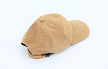 Brown cap isolated on White Background. Sports hat.
