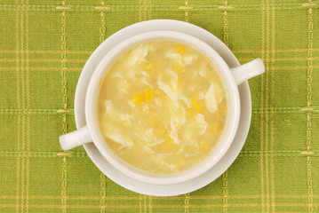A bowl of Chinese corn soup    