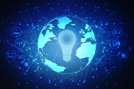 
bulb future technology, innovation background, creative idea concept 
