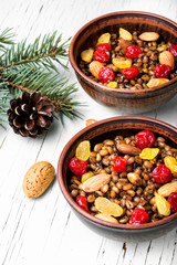 holiday porridge with nuts and raisins