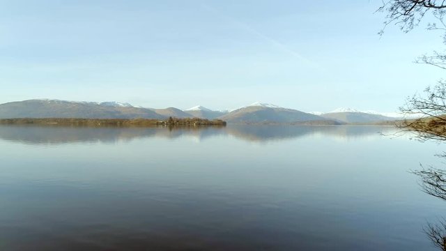 Calm Aerial View of Loch Lomond in Scotland