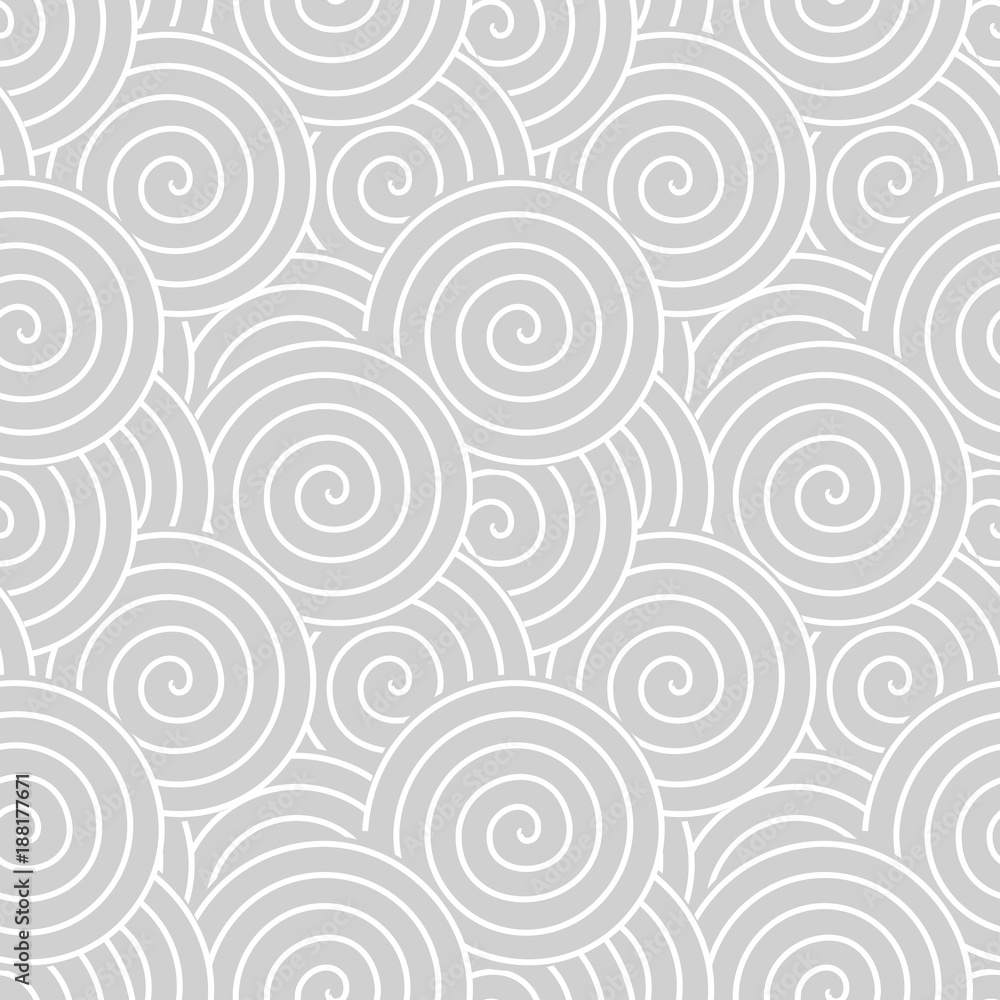 Aufkleber Spirals and swirls abstract geometric vector seamless pattern.