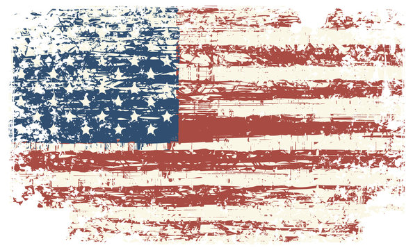 Vector grunge texture flag of United States America