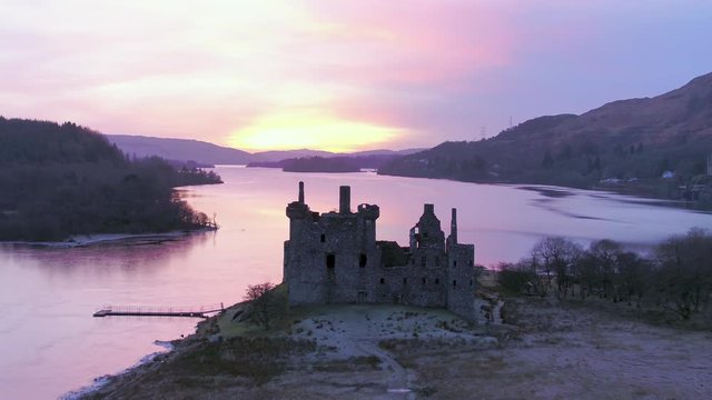 The Ruins of Kilchurn Castle an Abandoned and Crumbling Fortress on Loch Awe in Scotland