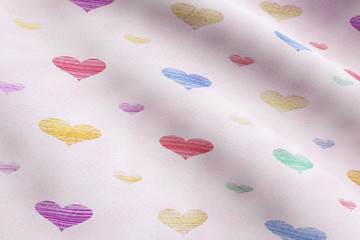 Beautiful colorful heart shapes on a wavy background.