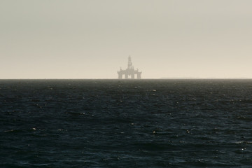 Ocean Oil Rig Silhouette