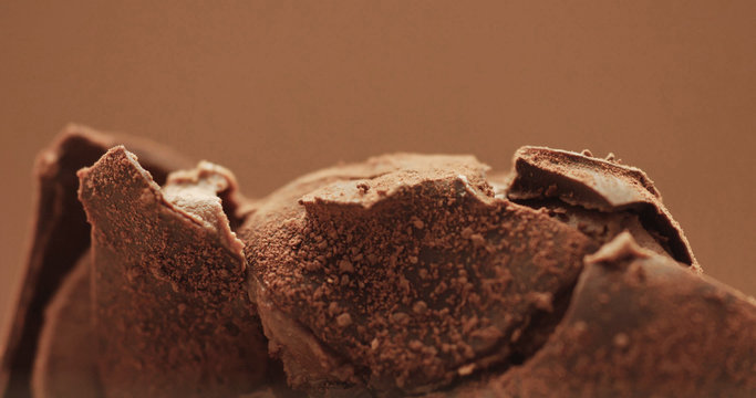 chocolate truffle texture closeup with different chocolate texture