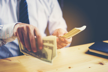 Investors get money from investors in the insurance business with the bank, businessman get money concept, bank customers come to negotiate a loan to invest..