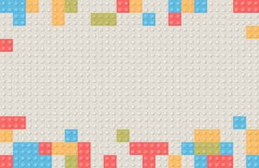 Plastic construction block background. Children toy building block bricks.