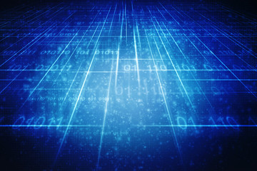 2d illustration abstract digital binary data on computer screen