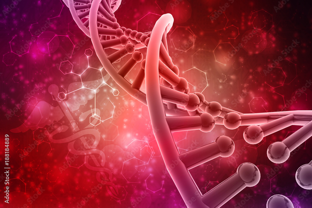 Poster 3d render of dna structure, abstract background