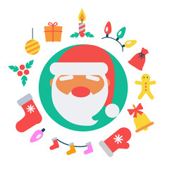 Santa Claus and Icons Vector Illustration