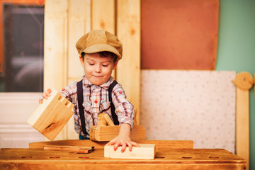 The boy in workshop.