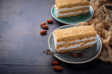 Two pieces of sweet homemade cake