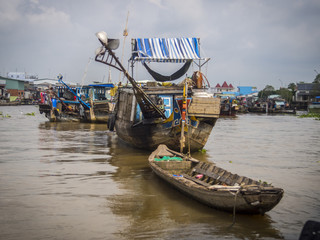 Fototapeta na wymiar Boats at the Mekong delta