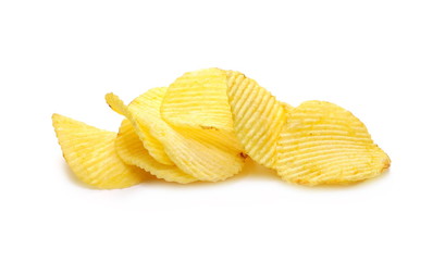 Potato chips isolated on white background