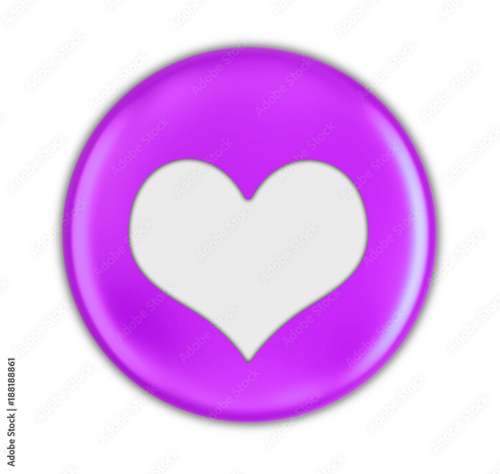 Poster button with heart sign. image with clipping path