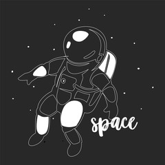 Fototapeta premium Astronaut in outer space modern minimalistic vector.