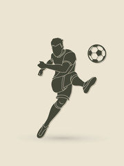 Soccer player shooting a ball action  graphic vector