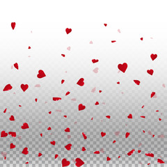 3d hearts valentine background. Bottom gradient on transparent grid light background. 3d hearts valentines day delightful design. Vector illustration.