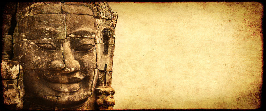 Grunge background with paper texture and landmark of Cambodia