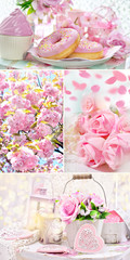 romantic image collage in pastel colors