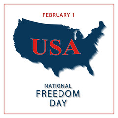 creative banner or postcard of the national day of freedom in the US with a map of America