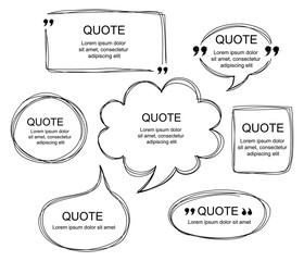 Vector set of scribbled comic speech bubbles