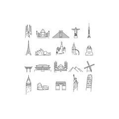 Set of landmark icons