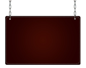 eine braunes leeres Schild  zum Beschreiben Stoff Leder