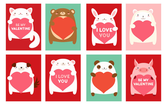 Valentine Banner With Cute Animals