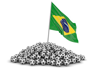 Soccer football with Brazilian flag. Image with clipping path