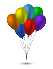 Seven balloons in the colors of the rainbow