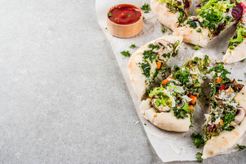 Vegan pizza with fresh vegetables